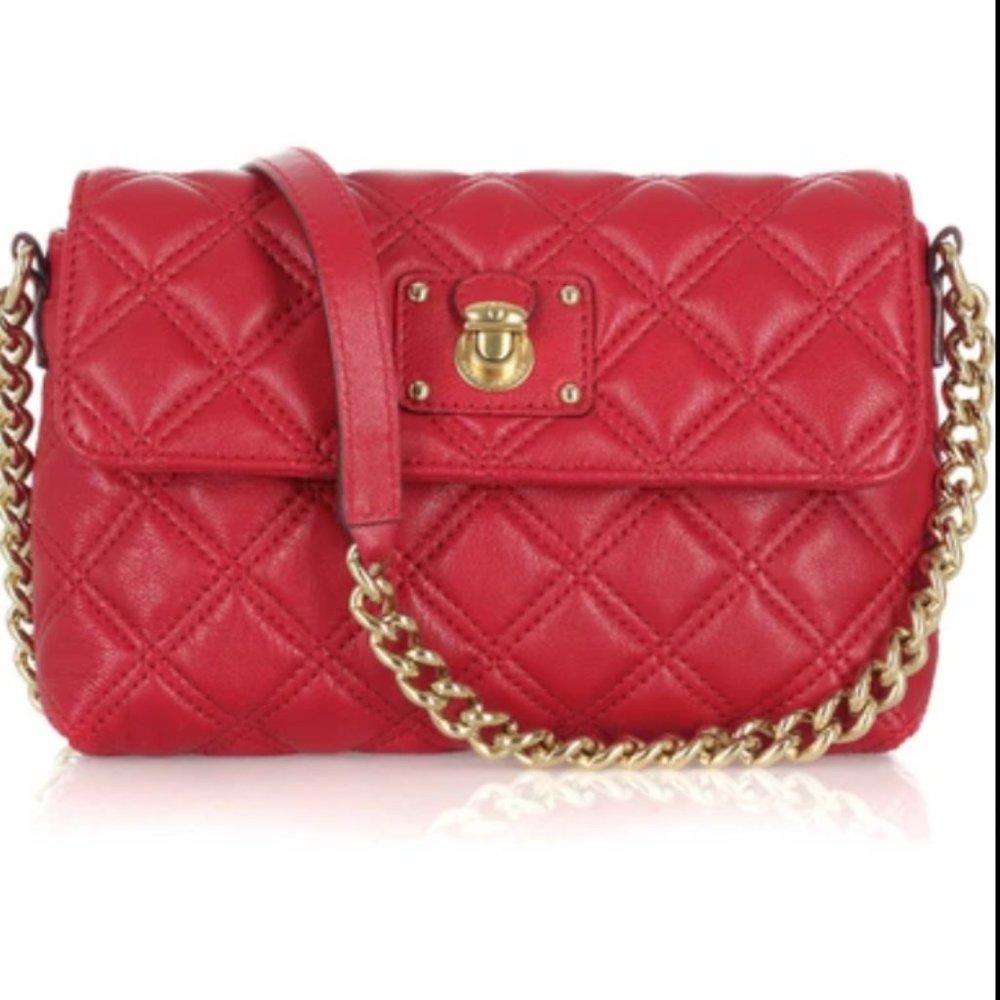 MARC JACOBS Red Quilted Leather Flap Shoulder Bag